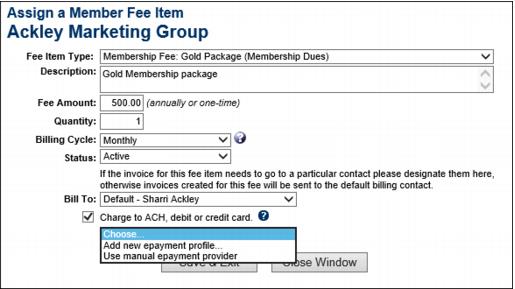 ChamberMaster Billing-Assign Fee Item for automatic recurring credit 2fd-CMBilling.1.023.1.jpg